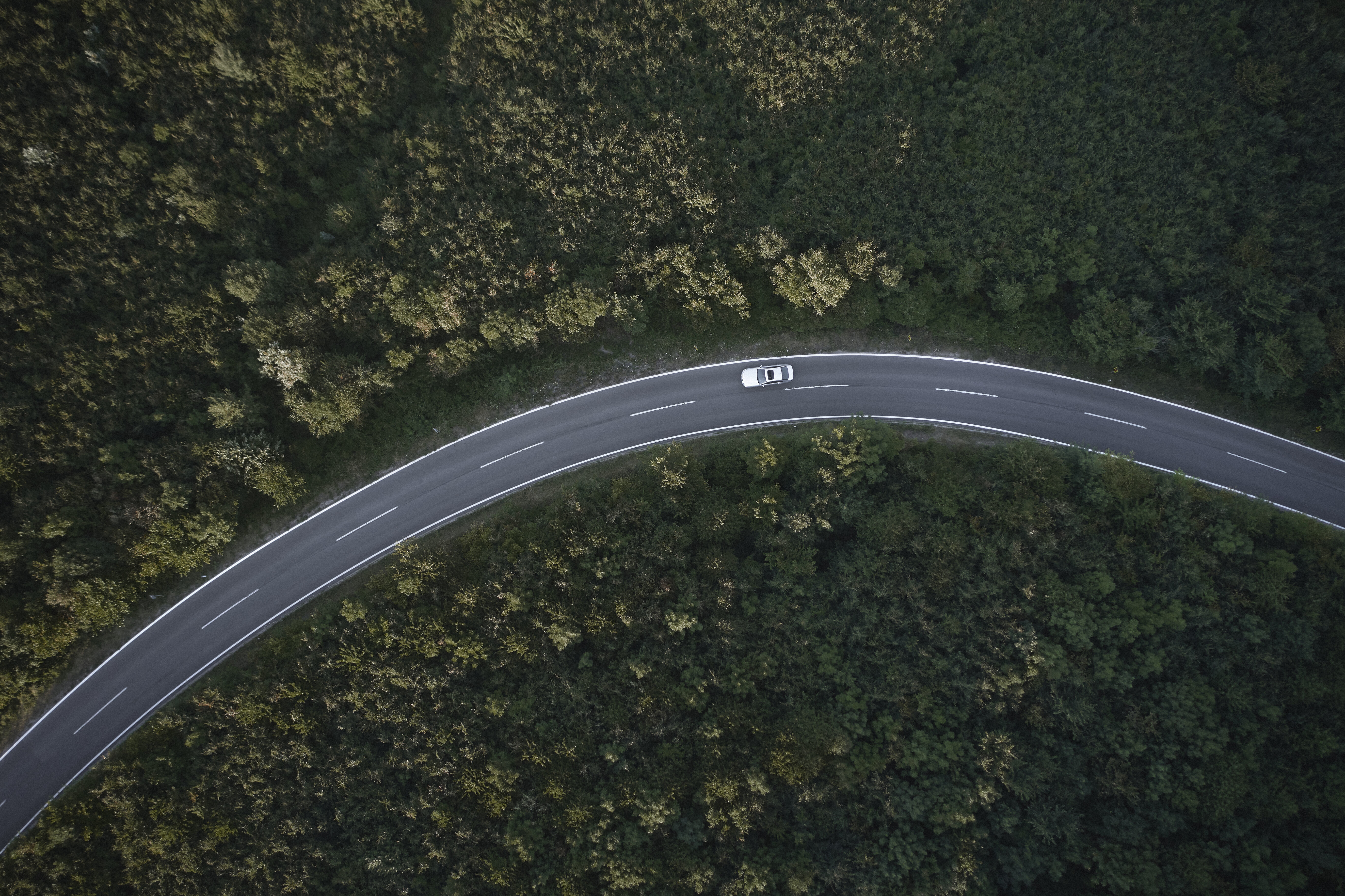 top down view of car driving