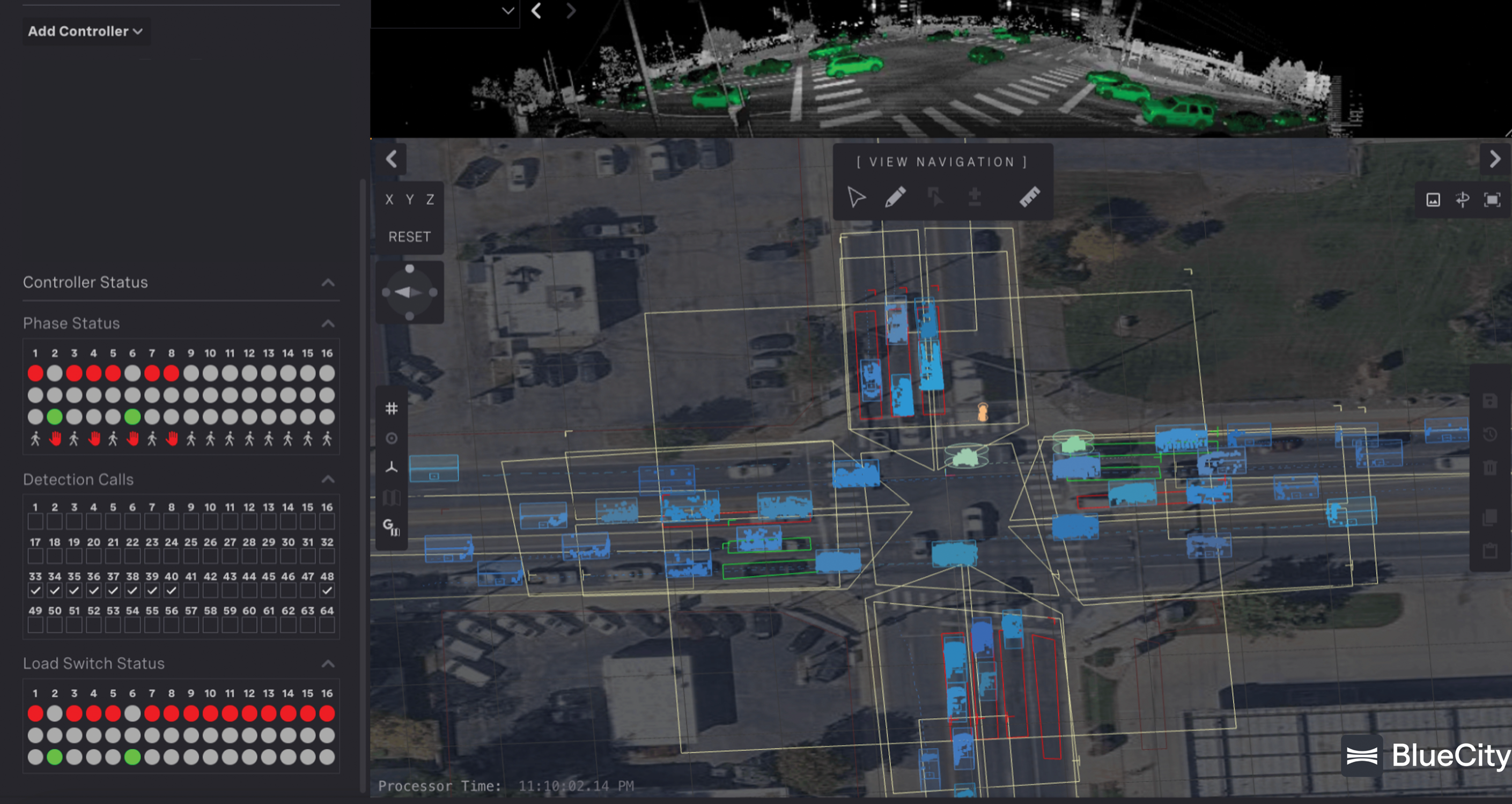 Ouster BlueCity is a complete traffic management solution that combines 3D lidar with proprietary AI detection for multimodal actuation, alerts and analytics.